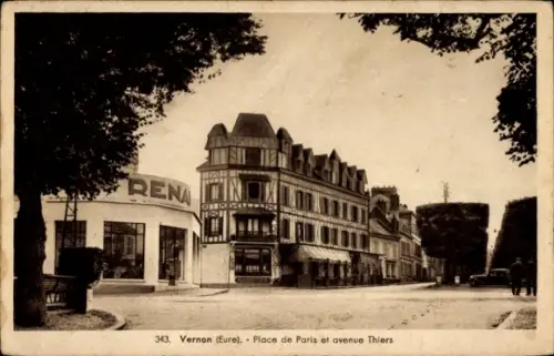 Ak Vernon Eure, Vernon, Place de Paris, avenue Thiers, RENA Gebäude, Straßenansicht