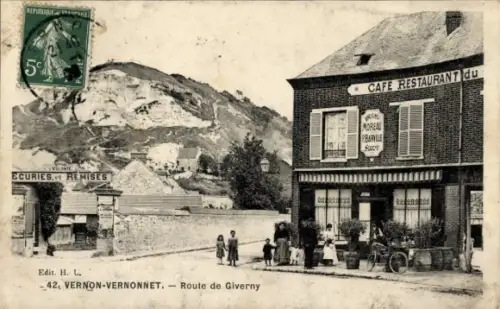 CPA Vernon Vernonnet Eure, Route de Giverny, Café Restaurant