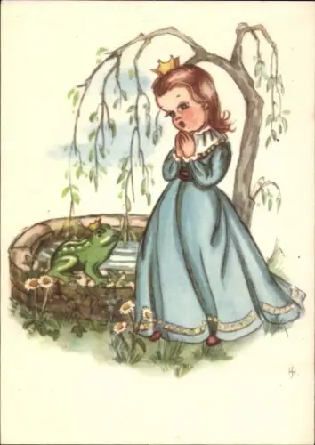 Künstler Ak Märchen, Der Froschkönig