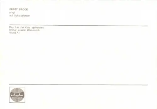 Autogrammkarte Musiker Fredy Brock, Autogramm