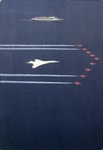 Ak Passagierflugzeug Concorde, Red Arrows in Formation