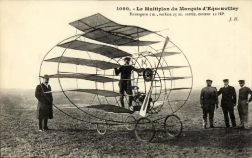Ak Le Multiplan du Marquis d'Equeuvilley, Flugpionier, Multiplan