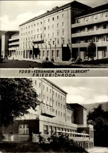 Ak Friedrichroda im Thüringer Wald, FDGB-Ferienheim Walter Ulbricht,  zwei Ansichten des Gebäudes