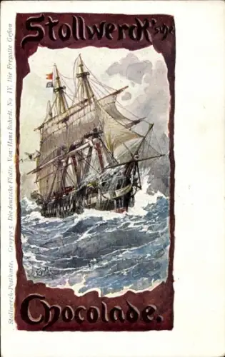 Künstler Ak Bohrdt, Hans, Fregatte Gefion, Stollwerck Schokolade, Reklame