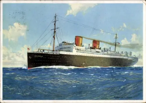 Künstler Ak Doppelschrauben-Schnelldampfer Columbus, Norddeutscher Lloyd Bremen