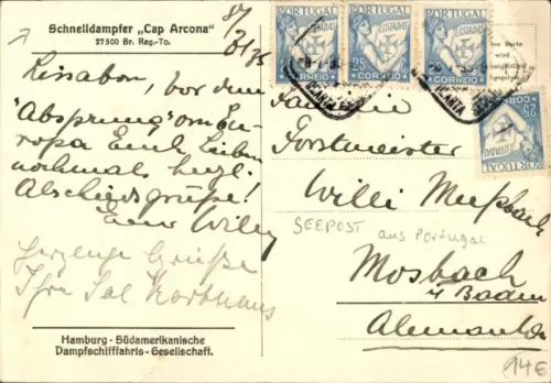Ak Zweischrauben Schnelldampfer Cap Arcona, HSDG