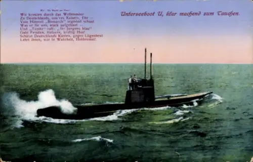 Ak Deutsches Kriegsschiff, U-Boot klar machend zum Tauchen