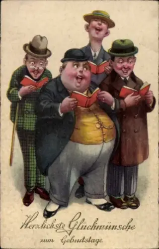 Ak Glückwunsch Geburtstag, Singende Männer