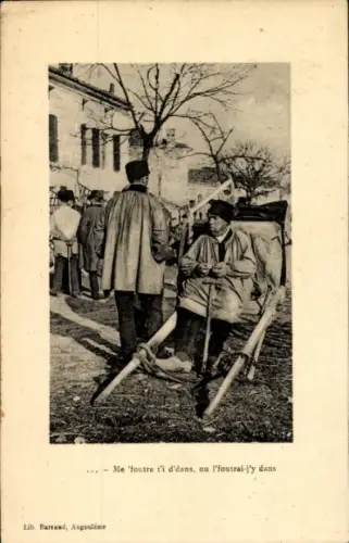 Ak Französische Bauern bei der Rast, Handwagen