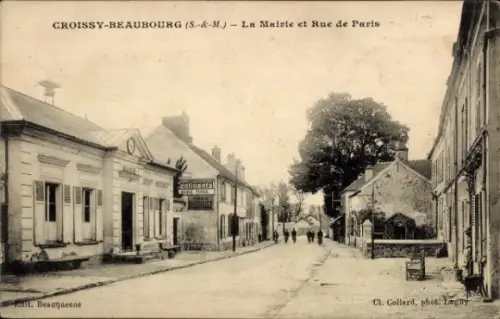 Ak Croissy Beaubourg Seine et Marne, La Mairie, Rue de Paris