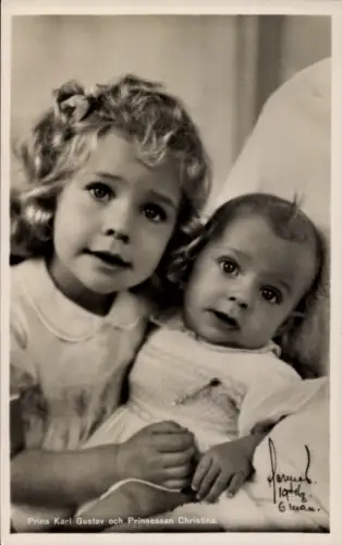 Ak Prinz Karl Gustav von Schweden, Prinzessin Christina, Portrait