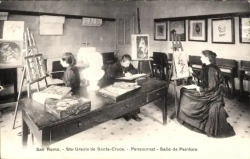 Ak San Remo Ligurien, Ste-Ursule de Santa Croce, Pensionat, Malraum