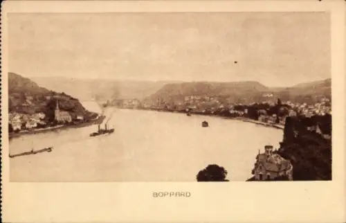 Ak Boppard am Rhein, Blick auf  Rhein, Schiffe, Landschaft