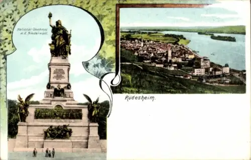Ak Rüdesheim am Rhein, Niederwald National-Denkmal, Panorama