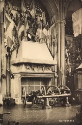 Ak Brigue Brig Glis Kanton Wallis, Waffenhalle im Landesmuseum