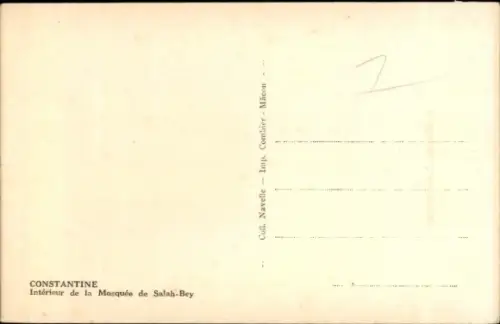 Ak Constantine Algerien, Innenansicht der Moschee, Säulen, Teppich, Lampen