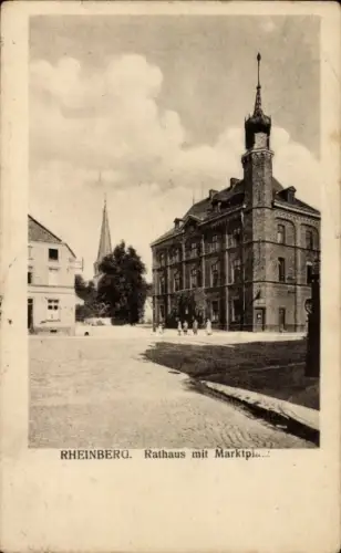 Ak Rheinberg am Niederrhein, Rathaus mit Marktplatz