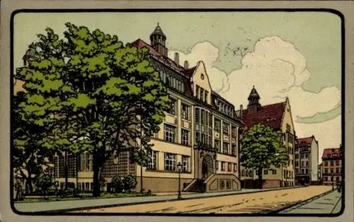 Steindruck Ak Chemnitz in Sachsen, Neue Fach und Fortbildungsschule