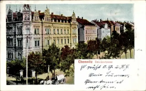 Ak Chemnitz, Reichstraße, Gebäude, Kutsche