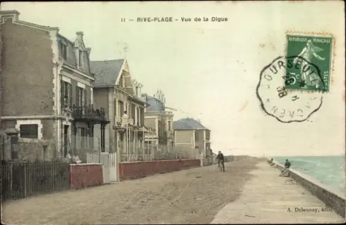 Ak Bernières sur Mer Calvados, Rive Plage, Vue de la Digue