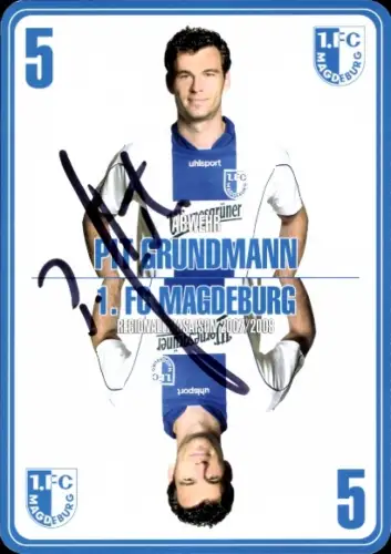 Autogrammkarte Fußballer Pit Grundmann, 1. FC Magdeburg, Autogramm