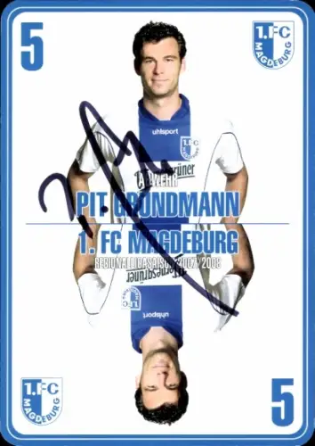Autogrammkarte Fußballer Pit Grundmann, 1. FC Magdeburg, Autogramm