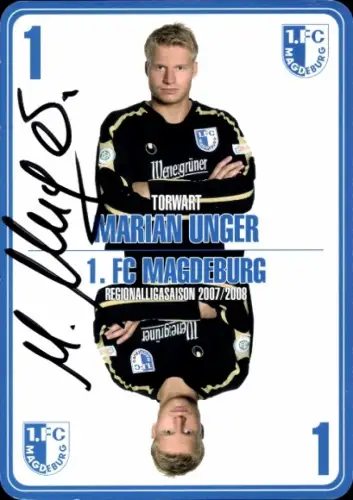 Autogrammkarte Fußballer Marian Unger, 1. FC Magdeburg, Autogramm