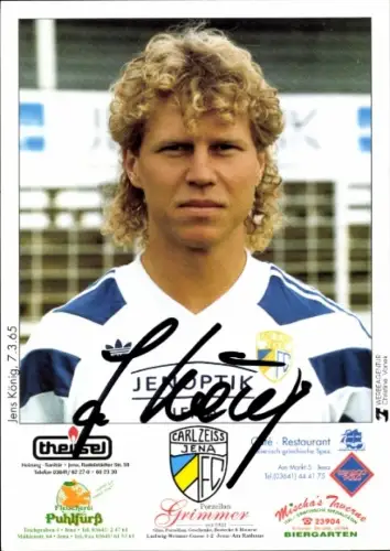 Autogrammkarte Fußballer Jens König, FC Carl Zeiss Jena, Autogramm