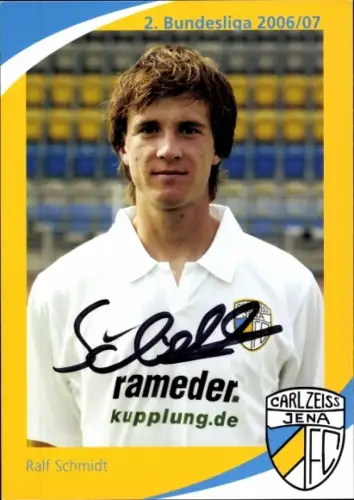 Autogrammkarte Fußballer Ralf Schmidt, FC Carl Zeiss Jena, Autogramm