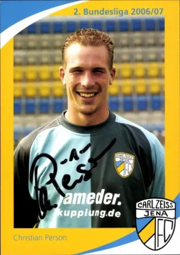 Autogrammkarte Fußballer Christian Person, FC Carl Zeiss Jena, Autogramm