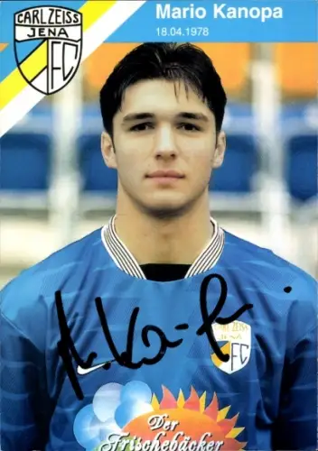 Autogrammkarte Fußballer Mario Kanopa, FC Carl Zeiss Jena, Autogramm