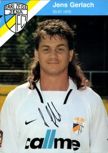 Autogrammkarte Fußballer Jens Gerlach, FC Carl Zeiss Jena, Autogramm