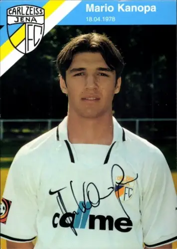 Autogrammkarte Fußballer Mario Kanopa, FC Carl Zeiss Jena, Autogramm