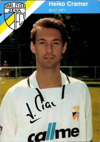 Autogrammkarte Fußballer Heiko Cramer, FC Carl Zeiss Jena, Autogramm