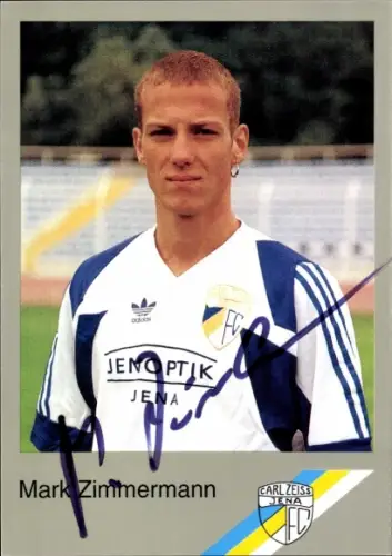 Autogrammkarte Fußballer Mark Zimmermann, FC Carl Zeiss Jena, Autogramm