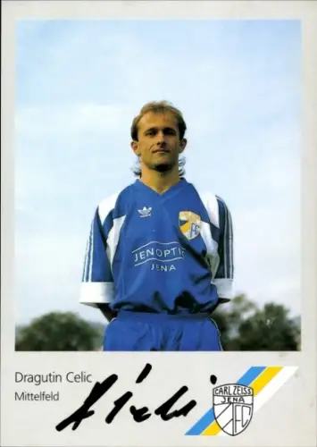 Autogrammkarte Fußballer Dragutin Celic, FC Carl Zeiss Jena, Autogramm
