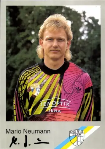 Autogrammkarte Fußballer Mario Neumann, FC Carl Zeiss Jena, Autogramm