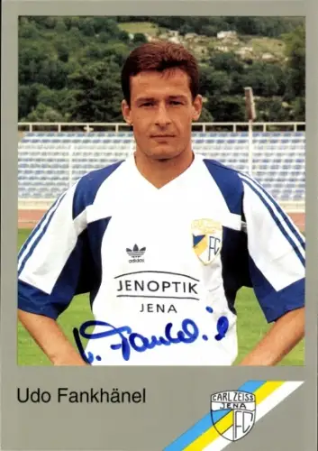Autogrammkarte Fußballer Udo Fankhänel, FC Carl Zeiss Jena, Autogramm