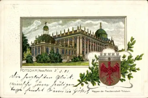 Präge Wappen Litho Potsdam, Neues Palais