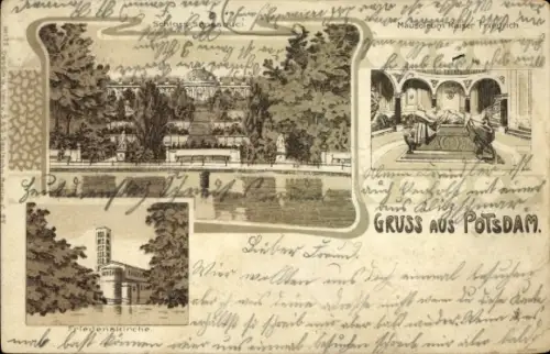 Litho Potsdam, Schloss Sanssouci, Friedenskirche, Mausoleum Kaiser Friedrich