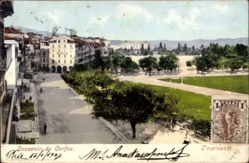 CPA Corfou Grèce, Esplanade