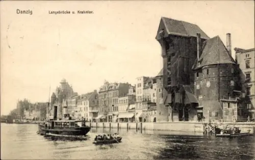 Ak Gdańsk Danzig, Langebrücke und Krantor