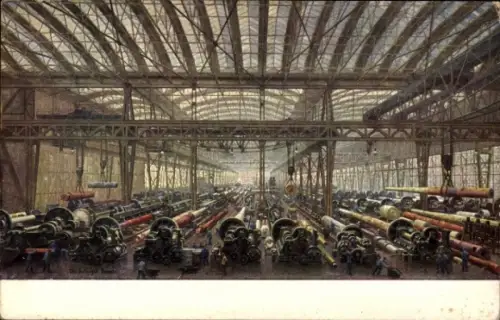 Künstler Ak Essen im Ruhrgebiet, Gussstahlfabrik, Kanonenwerkstatt, Krupp AG
