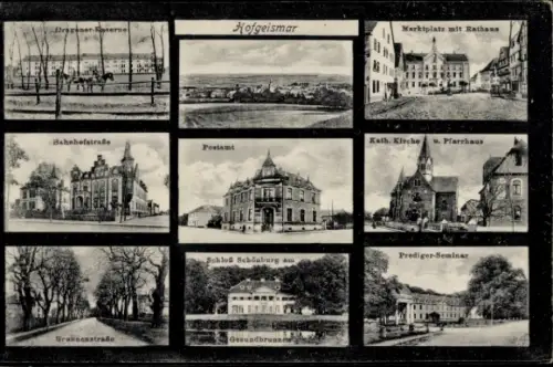 Ak Hofgeismar in Hessen, Marktplatz, Postamt, Pfarrhaus, Prediger-Seminar