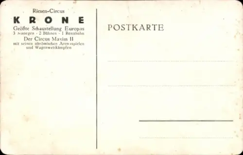 Ak Werbung, Zirkus Krone, Zirkus Maxim II