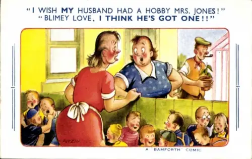 Künstler Ak Fitzpatrick, Ich wünschte mein Mann hätte ein Hobby, Frau mit sehr vielen Kindern