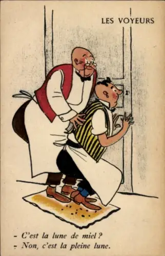 Künstler Ak Les Voyeurs, C'est la lune de miel ? Non, c'est la pleine lune, Humor