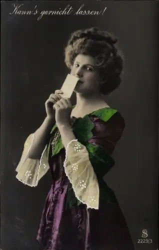 Ak Junge Frau, Porträt, Nachricht