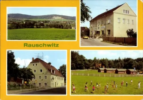 Ak Rauschwitz Elstra Oberlausitz, Teilansicht, Rat der Gemeinde und Einkaufszentrum