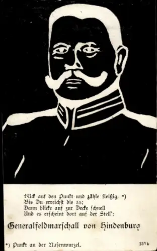 Künstler Ak Generalfeldmarschall Paul von Hindenburg, Vexierbild